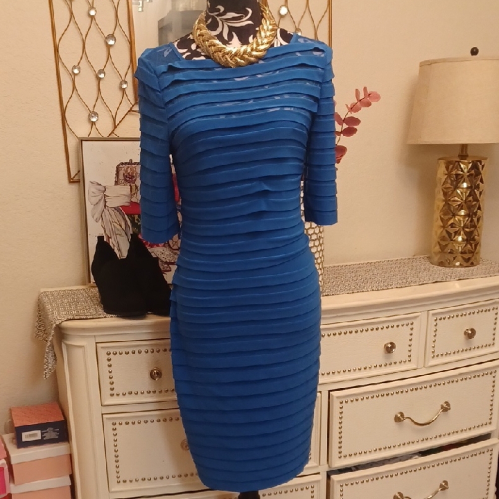 Adrianna Papell Blue Layered Dress